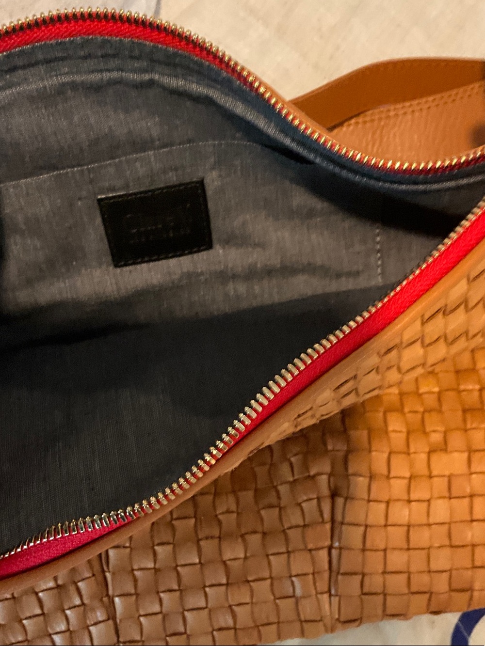Clare V Moyen Messenger Tan with Red Zipper - Picture 3 of 4